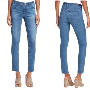 AG Adriano Goldschmied Stevie Slim Straight Ankle Raw Hem Edge Jeans size 28